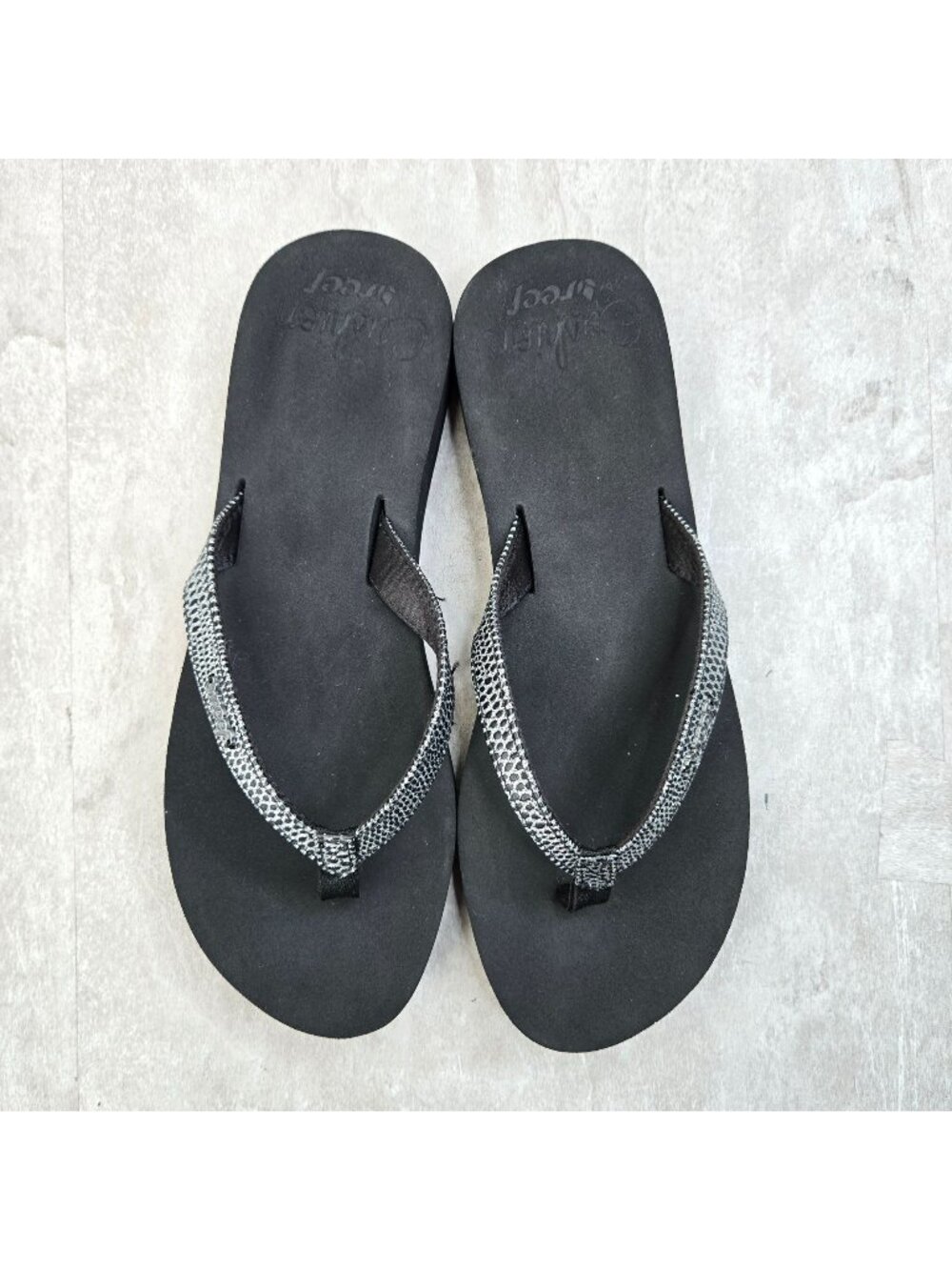 Reef Thong Sandals Size 10‎ Black Croc Comfort Open Toe Flip Flops Summer Beach